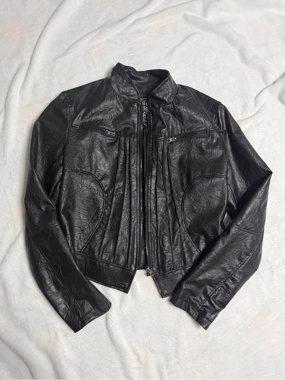 last kiss Black Faux Leather Zip Front Jacket